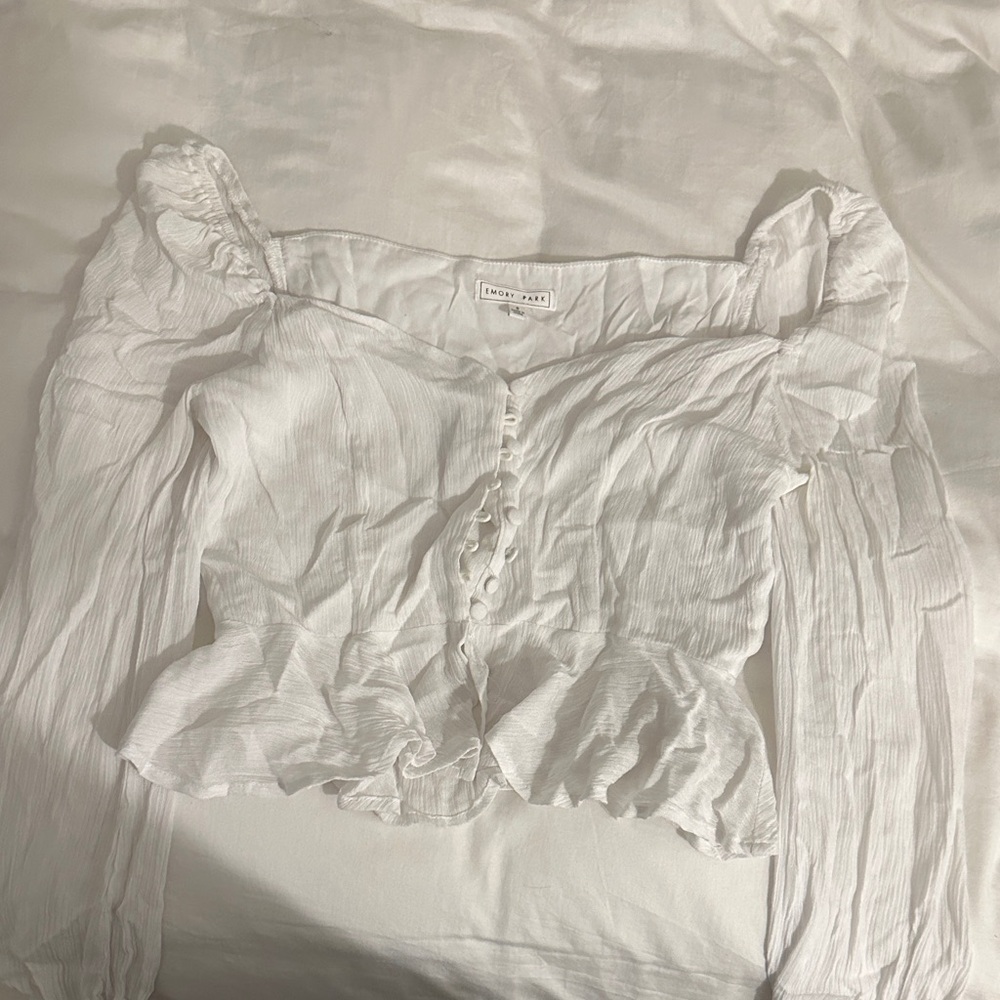 White Ruffled Off-Shoulder Top